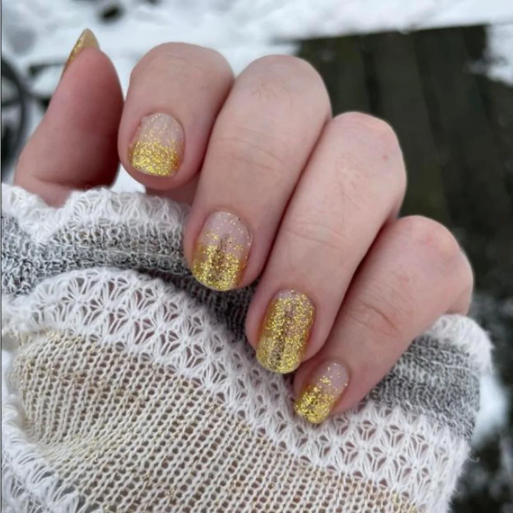 *Retired* Color Street: Golden Girly | Gold Metallic Glitter Dipped Party Yellow - Picture 8 of 14